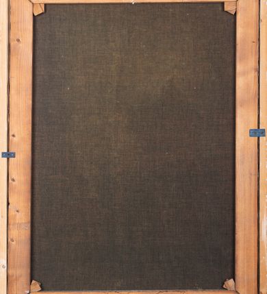 Zdjęcie nr 94: Czternaście obrazów uzyskało ten sam kształt stojącego prostokąta, obramienionego prostą, złoconą i profilowaną ramą. W polach obrazowych znalazły się wielopostaciowe kompozycje umieszczone najczęściej na tle pejzażu, ale także i architektury. Narracja każdego z obrazów skupia się na osobie Chrystusa, któremu towarzyszą inni ludzie, zgodnie z tematyką kolejnej stacji. Namalowane postacie wykonują gwałtowne i dynamiczne gesty. Na ich twarzach o jasnych karnacjach widoczne są różne emocje. Postacie ubrane są w obficie drapowane szaty o intensywnej i kontrastowej kolorystyce. Cykl przedstawia: 1) Sąd Piłata, 2) Jezus bierze krzyż na ramiona, 3) Pierwszy upadek Chrystusa, 4) Chrystus spotyka matkę, 5) Szymon z Cyreny pomaga nieść krzyż Jezusowi, 6) Weronika ociera twarz Jezusa, 7) Drugi upadek pod krzyżem Chrystusa, 8) Jezus upomina płaczące niewiasty, 9) Trzeci upadek pod krzyżem Chrystusa, 10) Obnażenie z szat Jezusa, 11) Przybicie do krzyża Chrystusa, 12) Śmierć Chrystusa na krzyżu, 13) Opłakiwanie Jezusa, 14) Złożenie Chrystusa do grobu.  